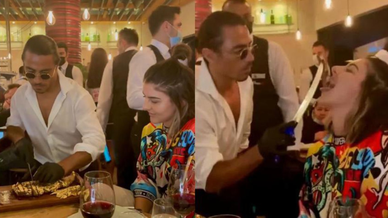 Bianca Andreescu Being Fed Golden Beef by Celeb Chef Salt Bae