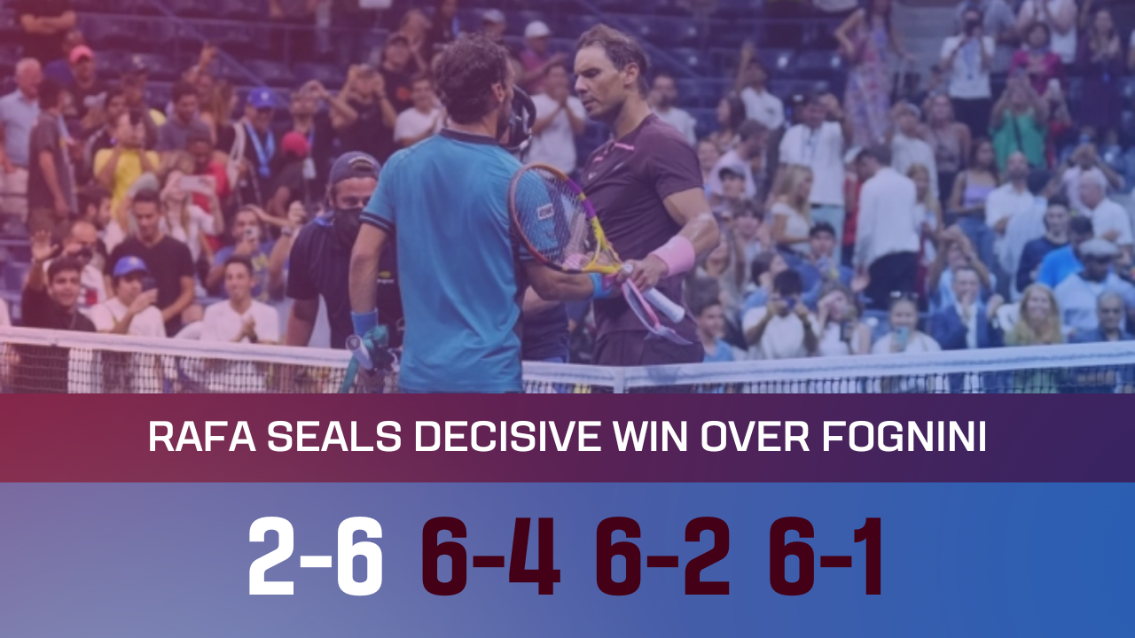 Rafael Nadal Seals Decisive Win Over Fabio Fognini